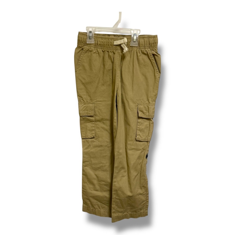 The Childrens Place Kids Khaki Cargo Pants Elastic‎ Waist Drawstring Size 7 Boys